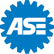 a blue ASE logo