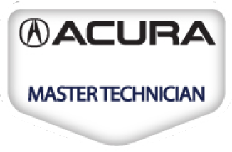 Acura logo with a text under it that says, "Master Technician"