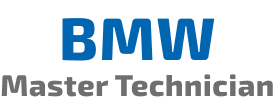 A text that says, "BMW Master Technician"